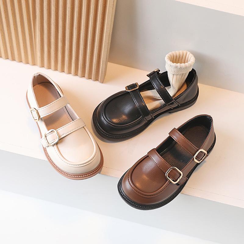 Fashion Retro Girls Small Leather Shoes Spring and Autumn New Children's Shoes Little Girl Princess Shoes Soft-soled Casual Shoes