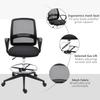 Drafting Chair, Ergonomic Tall Office Chair with Mesh Back, Lumbar Support, Adjustable Height and Foot Ring, Swivel Wheels, for Standing Desk, Black