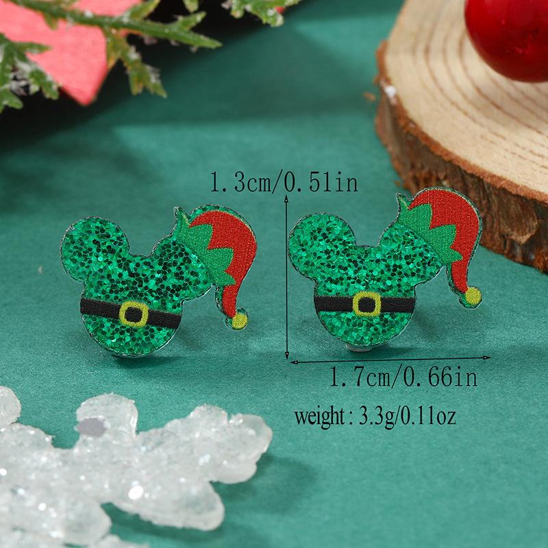 Multi-color Sequin Snowman & Mickey Mouse Christmas Earrings