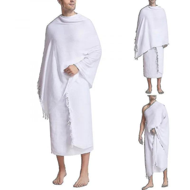 Muslimisches Hajj Ihram Handtuch Reinweißes Tuch Islamisches Pilger Strandtuch für Saudi-Arabische Gläubige