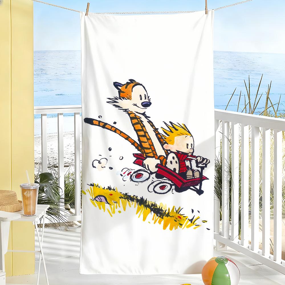 Cute C-Calvin and H-Hobbes Towel Soft Pool Gift For Travel Gym Shower Camping Quick Dry Sports Large Beach Towels