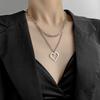 Trend Fashion Double-layer Stacked Wearing Hollow Love Necklace New Trendy Niche Personality Men's and Women's Hip-hop Collarbone Chain