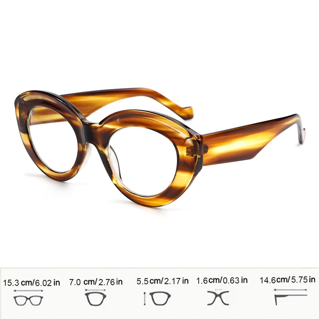 Comfortable Spring Hinge Men and Women Retro Cat-Eye Reading Glasses Oval Clear Transparent Old Flower Glasses