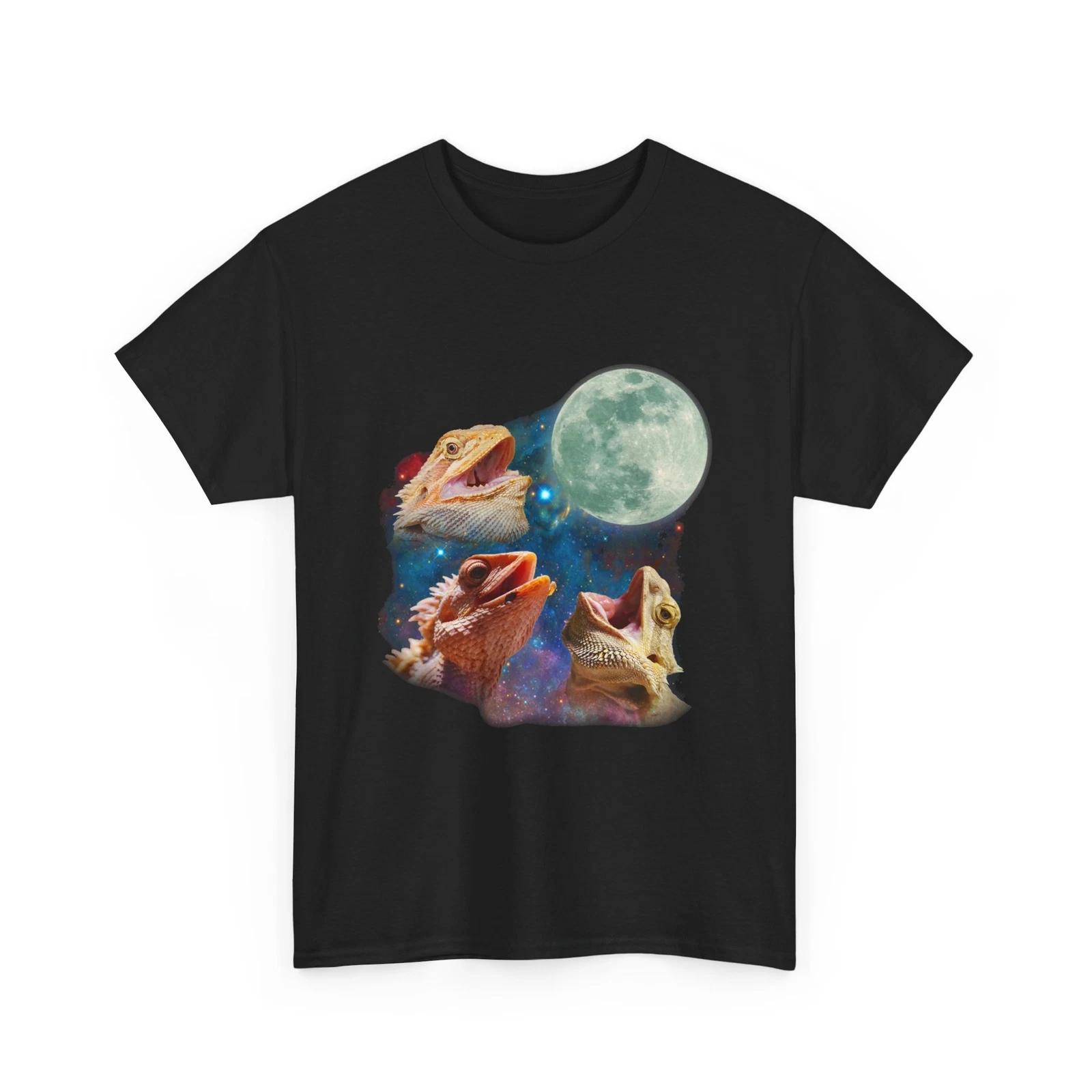 

Bearded Dragon Shirt, Three Bearded Dragon with Moon Reptile Lover Women Men Tee 4XL