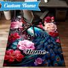 Custom Name Peacock Flowers Romance Rug Game Carpet, Floor Mat for Bedroom Living Room Entryway Rug, Home Decor Idea Gift for Christmas Birthday