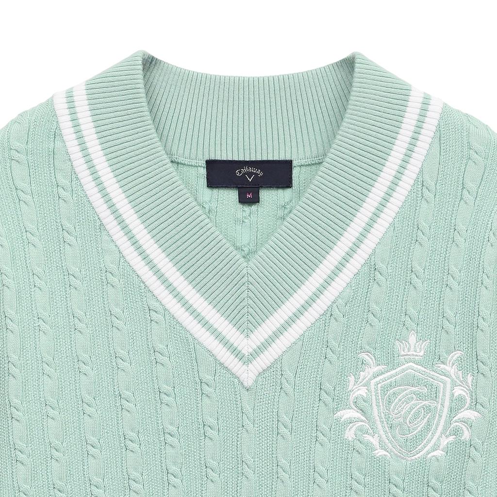 Callaway Cable Knit Sweater Golf C25118200 Green M Women's V-Neck / / 1130_Light