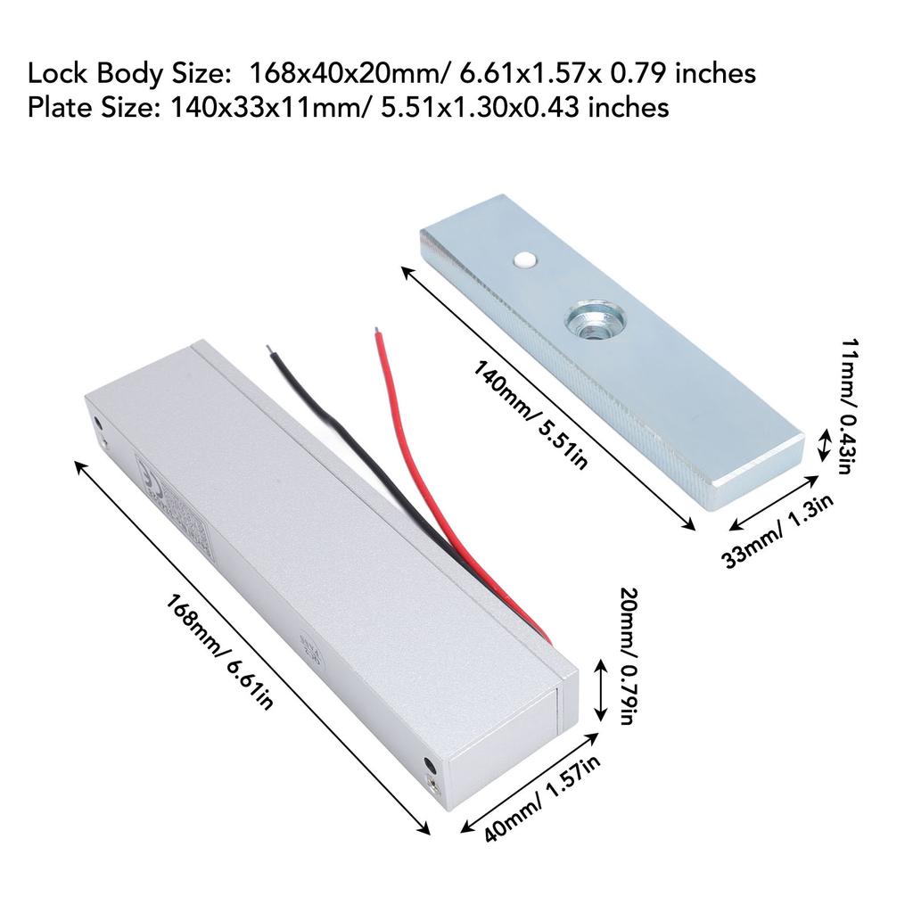 Electric Magnetic Lock 180KG/350lbs Holding Force Fail Safe NC Mode 12V Electromagnetic Door Lock Kit System for Access Control System
