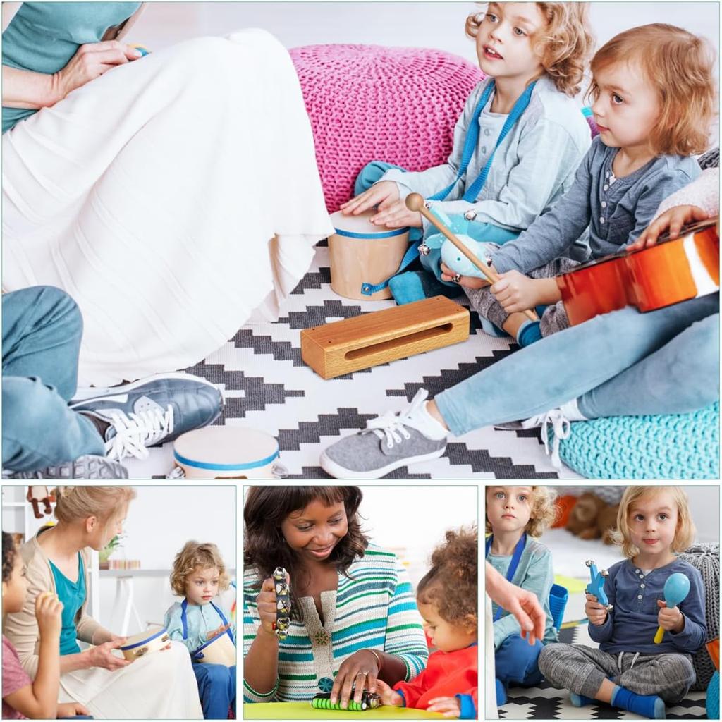 Toyvian 2 Sets of Beech Wood and Clapper Tubes with Mallets, Compact Percussion Instruments for Music Classes and Storytelling