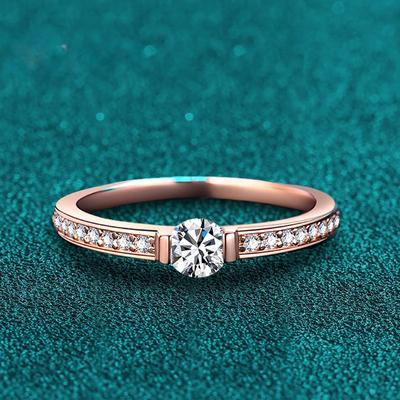 NeeTim 0,3 ct Kolor D Moissanit Pierścionek Wieczności Srebro Próby 925 Pozłacany Różowym Złotem Obrączki Ślubne Dla Kobiet Biżuteria