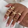 Ingemark 8 Stück/Set Böhmischer Seestern Muschel Offener Ring für Damen Eleganter Imitationsperlen Unregelmäßiger Knöchelring 2026 Neuer Schmuck