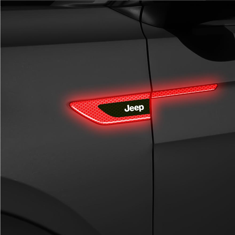 2Pcs Car Reflective Logo Side Body Fender Safety Warning Stickers For Jeep Compass Grand Cherokee Wrangler JK Gladiator Renegade