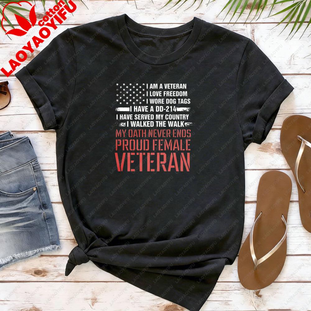 Proud FeUnisex Veteran Shirt Veteran Day Oneck Tshirt 4th of July Gift Veteran Women clothes Thank You Veterans Shirt