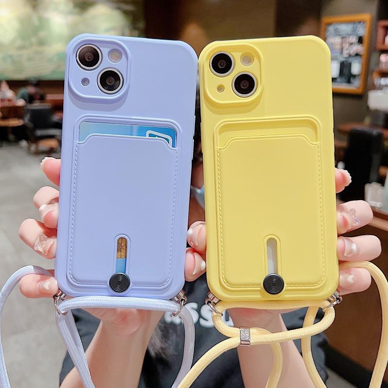 Card Bag Diagonal Span Lanyard Iphone11promax Apple 11Pro Samsung/Xiaomi Card Mobile Phone Case