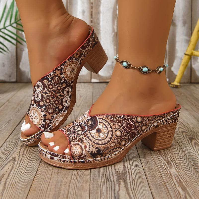 Large-sized High-heeled One-shoulder Slippers for Women's Beach Shoes