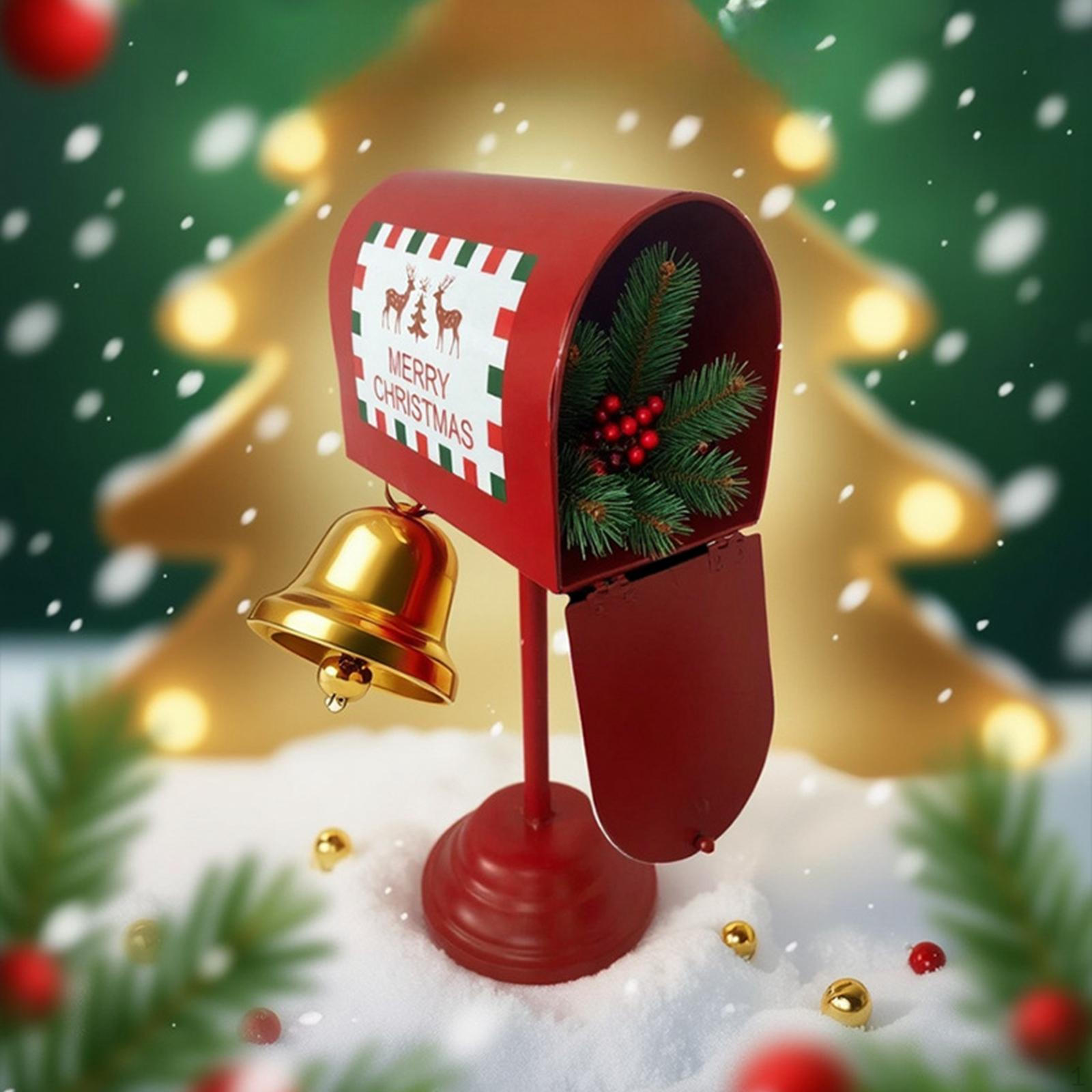 

Почтовый ящик Санты Красный Большой вместимости Железный Подарки Украшение Орнамент Держатель для газет Почтовый ящик для дома
