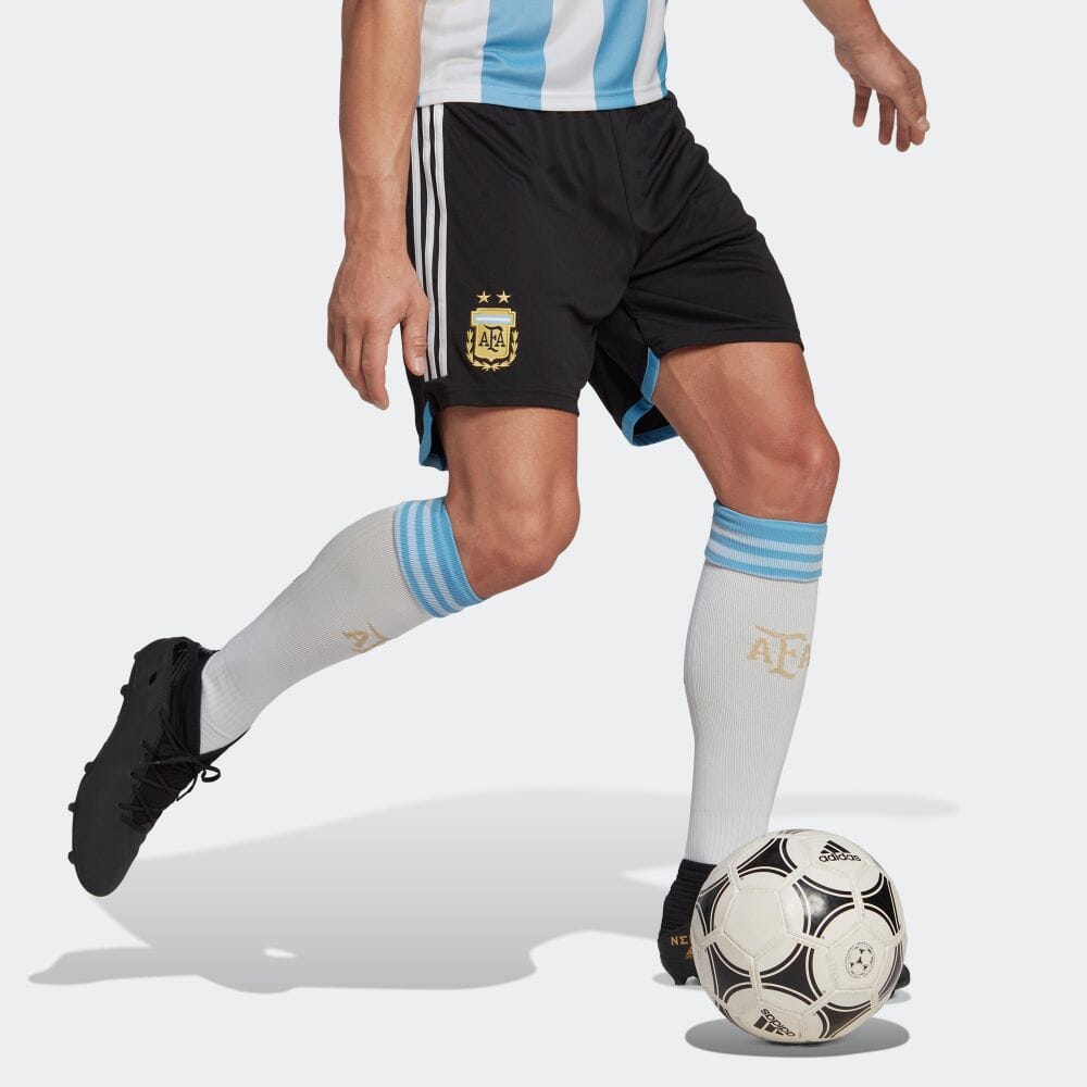 Adidas Striped Logo Sports Football Shorts Argentina National Team Home Men Shorts Black HB9216