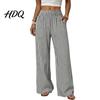 Relaxed Fit Pants Women Striped Wide Leg Pants Summer Elastic Waist Casual Trousers Trousers Breathable Loose Palazzo with Pockets Soft Lounge