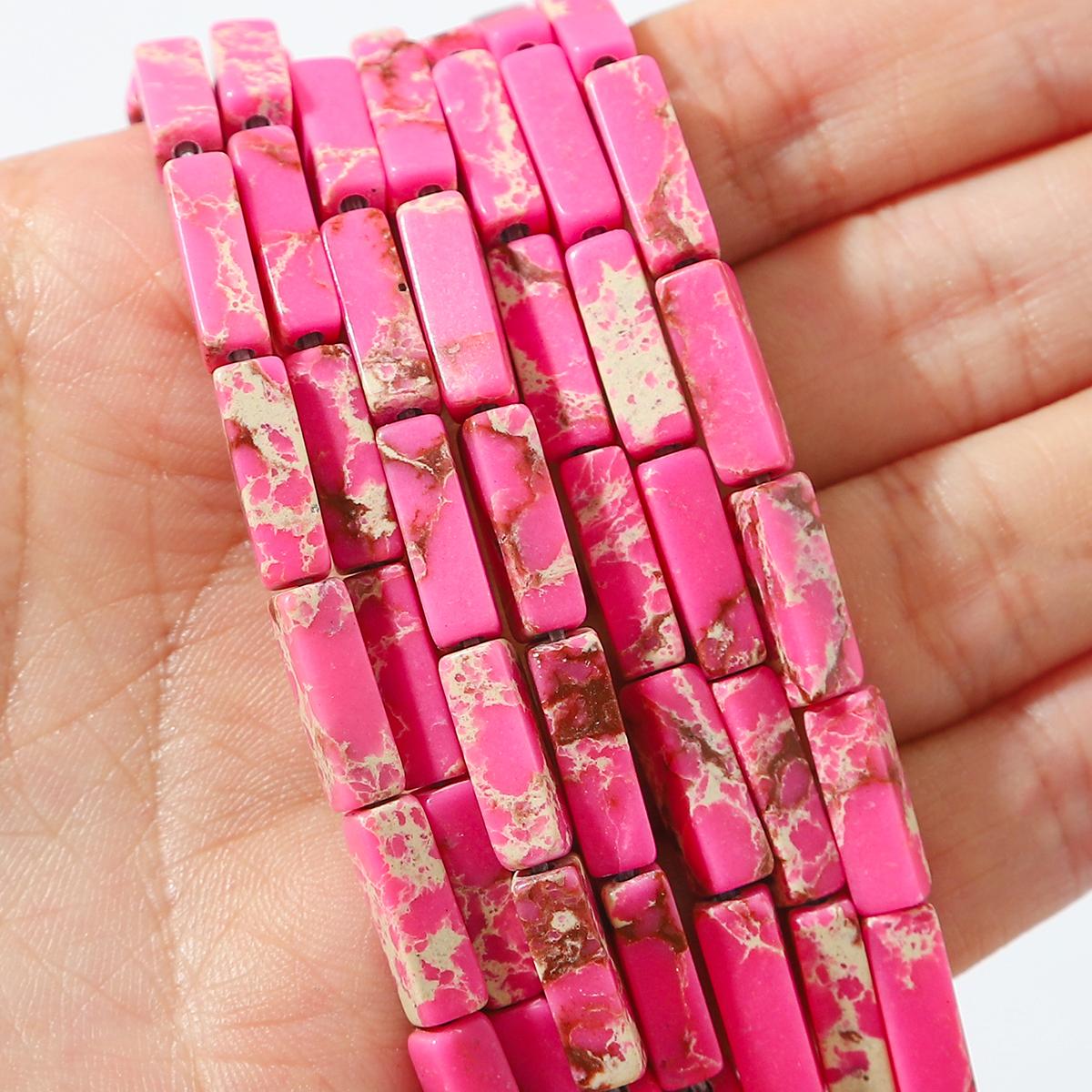 

30 шт. Бусины из натурального камня, квадратные бусины-трубочки, агат, тигровый глаз, аметист, разделительные бусины для изготовления украшений, DIY браслет, ожерелье, серьги (40см) Imperial Jasper Rose Red