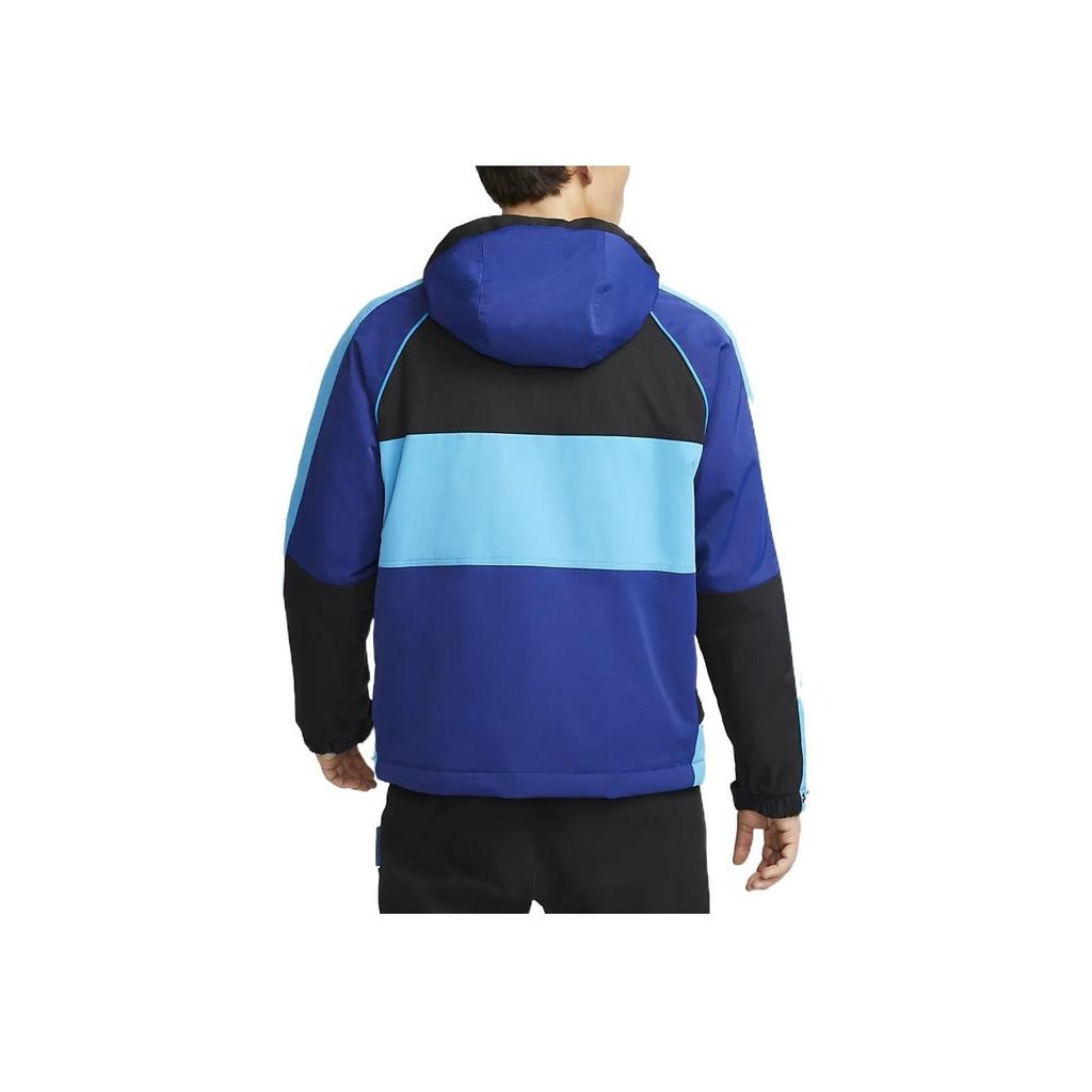 Nike Spliced Logo Letter Hooded Jacket Men Outerwear Blue DQ6137-455