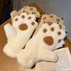 Cartoon Bear & Cat Paw Plush Gloves for Women - Cute, Fleece-Lined, Cold-Proof, and Trendy Winter Cycling Gear