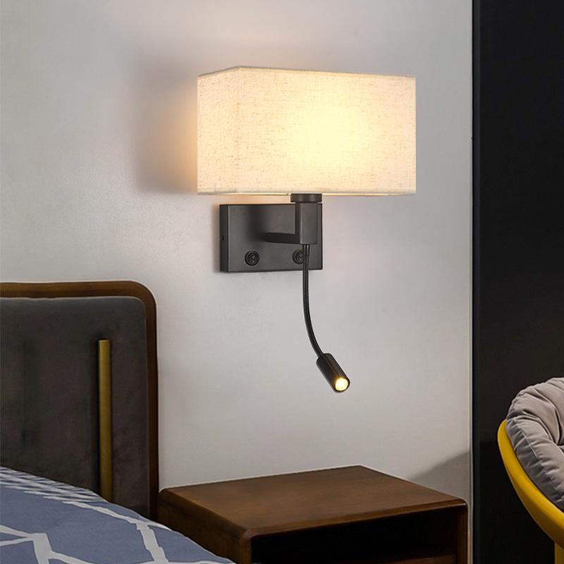 Modern LED Wall Lamp with 360° Rotation Spotlight Nordic Bedroom Wall Light for Reading Bedside Living Room Decoration 12W