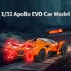 1/32 Apollo EVO Toy Alloy Model Car Simulation Diecast Exquisite Interior Design Rear Wheel Pull Back Vehicles Boy Collects Gift