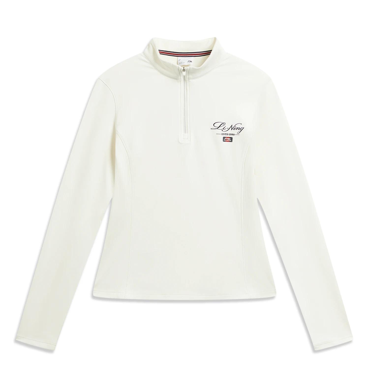 

Li-Ning Athletic Lifestyle Series Letter Stand Collar Slim Fit Long Sleeve Regular T-Shirt Women tops ATLW072-1 XL