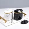 High Grade Resin Hotel Cotton Swab Box, Home Marble Pattern Dental Swab Box, Storage and Organization Box Cover