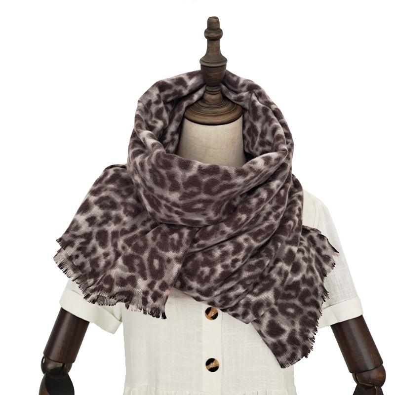 New Autumn and Winter Fashion Imitation Cashmere Scarf for Women, Classic Leopard Print Long Thickened Warm Shawl