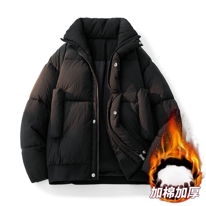 OO Thickened Cotton-padded Clothes for Men and Women, Winter Loose Cotton-padded Jackets, Bread Clothes, Short Stand-up Collar Cotton-padded Jackets.