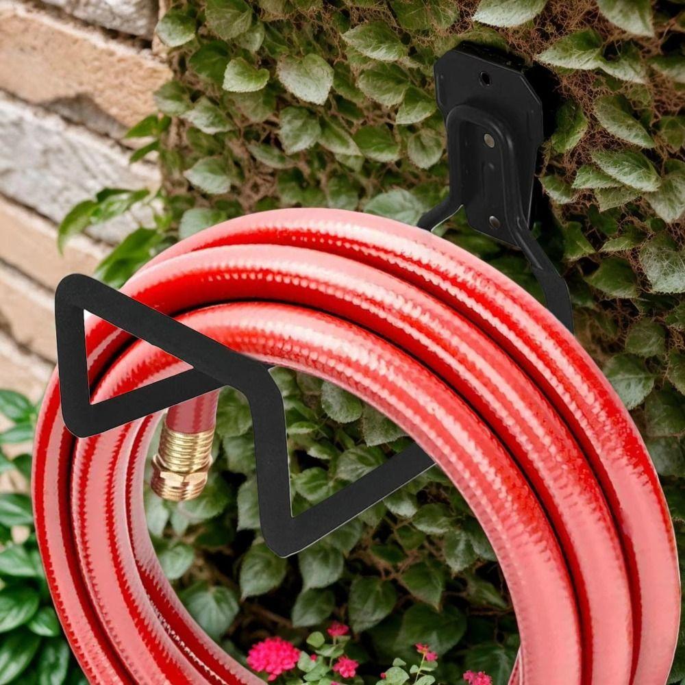 Iron Garden Hose Holder Rust-proof Metal Garage Wall Hooks for Air Hydraulic Hose