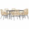 VidaXL Garden Dining Set Cushions 7pcs Brown Poly Rattan Glass, Outdoor Dining Set, Dining Furniture of 3334559