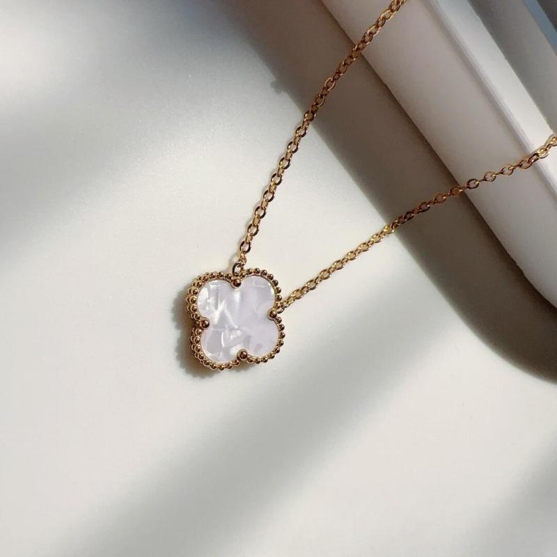 15 мм Высококачественное двустороннее четырехлистное клеверное ожерелье Невыцветающая счастливая женская ключичная цепочка 18k