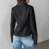 Women's Black Fine Stripe Flared Cuff Button-Down Shirt