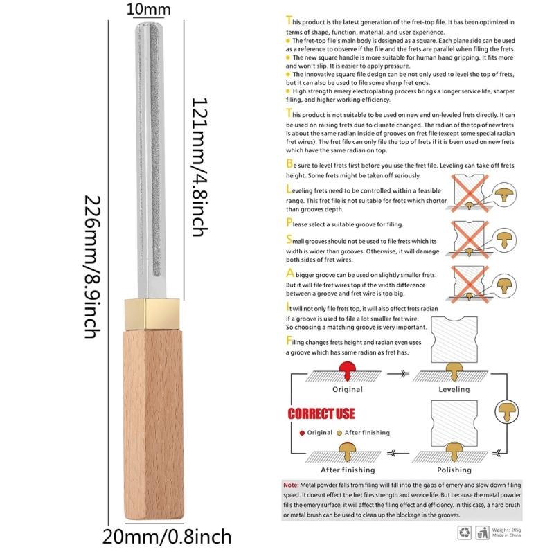 Fret End Dressing File Guitar Fret Crowning File with Fret Protector Fret End Rounded Tool for Guitar, Ukulele, Bass