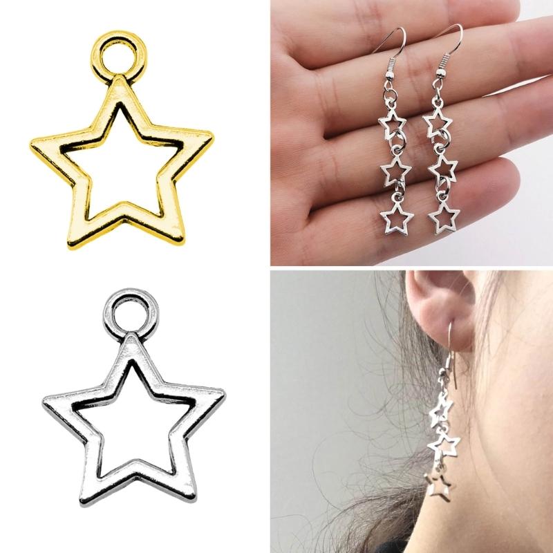 Popular Alloy DIY Accessories Hollow Five-Pointed Star Pendant DIY Handmade Bracelet Necklace Earring Clip Materials