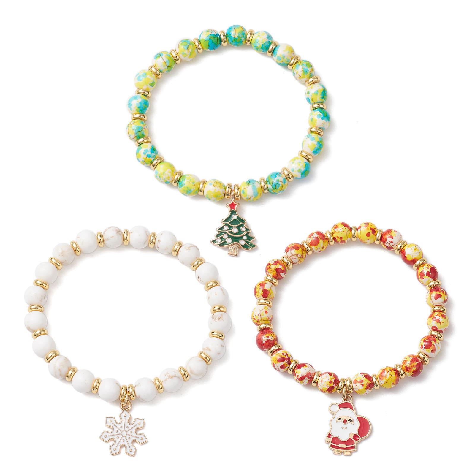 

3-Piece Christmas Enamel Charm Bracelet Set