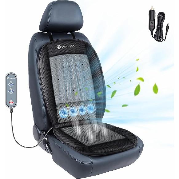 

CooCoCo Охлаждающий чехол на переднее сиденье автомобиля, Вентилируемая охлаждающая подушка автомобильного сиденья, Охлаждающая подставка для сиденья, Охлаждаемый чехол на сиденье для автомобиля, внедорожника, грузовика Universal Fit, Wired Control серый