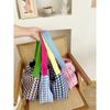 Ctrast Color Checked Ladies Shoulder Bag Large Capacity Women's Plaid Handbags Canvas Commuter Female Tote Shopping Bags