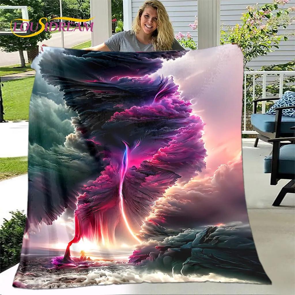 3D Natural ,Tornado, Cloud Blanket,Flannel Blanket Throw Blanket,Warm Blanket for Home Living Room Bedroom Beds Sofa Picnic Kid