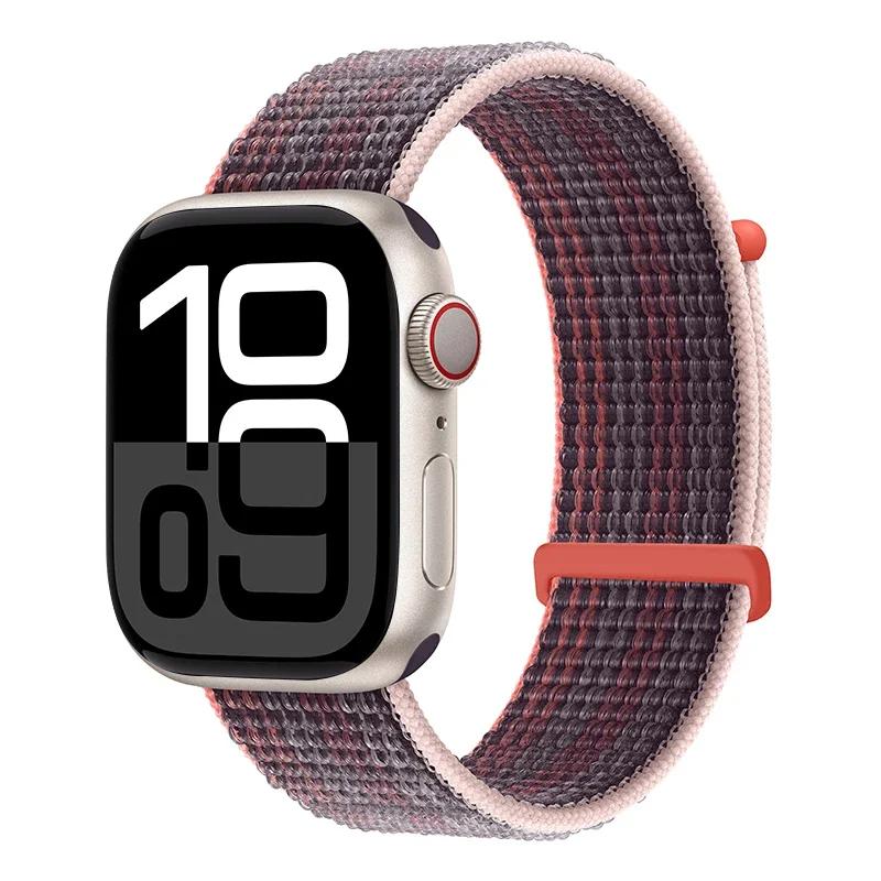 Laço de Nylon para Pulseira Apple Watch 46mm 45mm 44mm 49mm 46mm 40mm 41mm 38mm 42mm Correa Pulseira iWatch Série 6 Se 7 8 9 10 11 ultra1/2/3 pulseira
