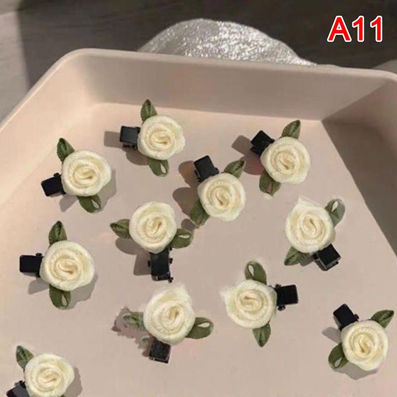 5Pcs So Cute Girls Pink Rose Flower Heart Bow Peach Mini Hairpin Set Sweet Hair