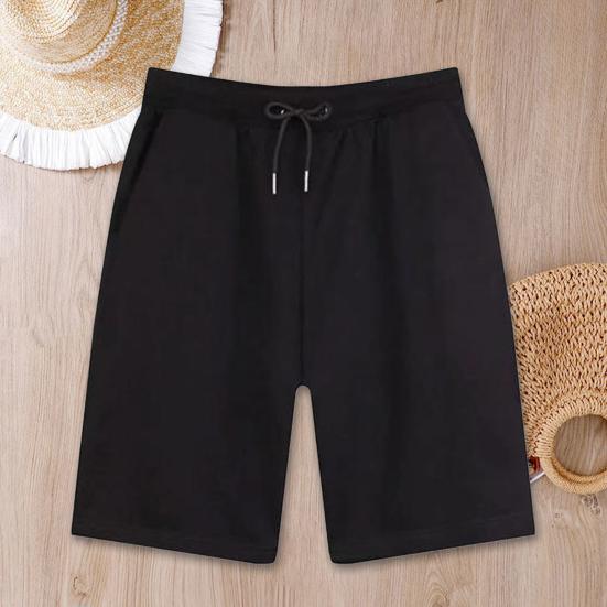 Mid-Rise Elastic Waistband Drawstring Pockets Men Shorts Outdoor Fitness Ice Silk Short Pants