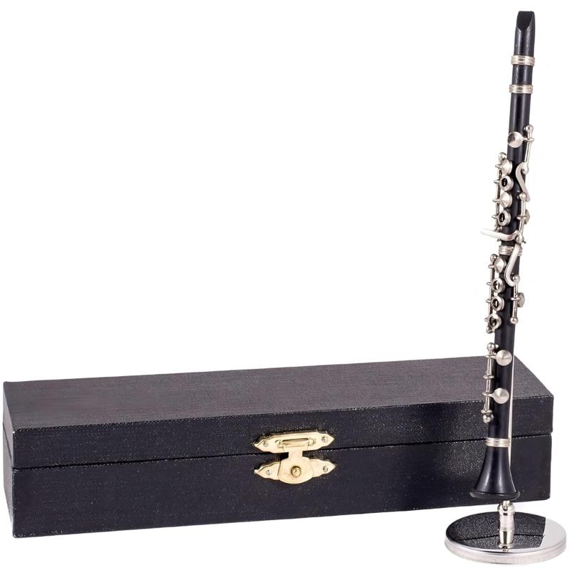Miniature Clarinet Replicas with Stand and Case Gold Plated Model Musical Instrument Decoration For Music Lovers