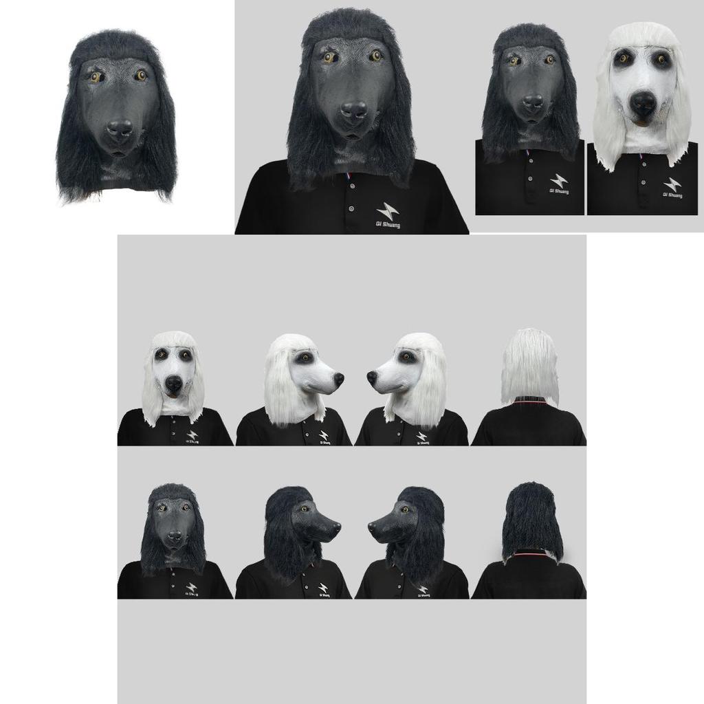 Divertente Maschera Animale Testa di Barboncino Realizzata in Lattice Resistente Perfetta per Feste Divertenti e Costumi