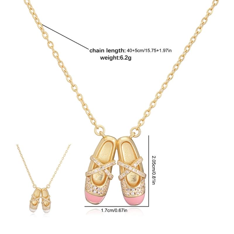 Elegantní náhrdelník s přívěskem baletky s barevným designem kapajícího smaltu, mosazný řetízek, šperk pro ženy, dárek na párty