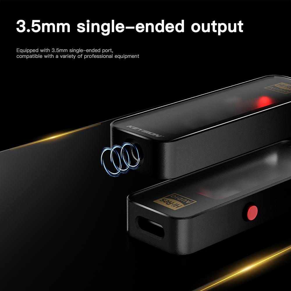 KEYSION CS43198 DSD256 384KHz USB DAC Audio HiFi Decoder ADC HD Radio Type-C to 3.5mm Headphone Amplifier for iOS Android Win 10