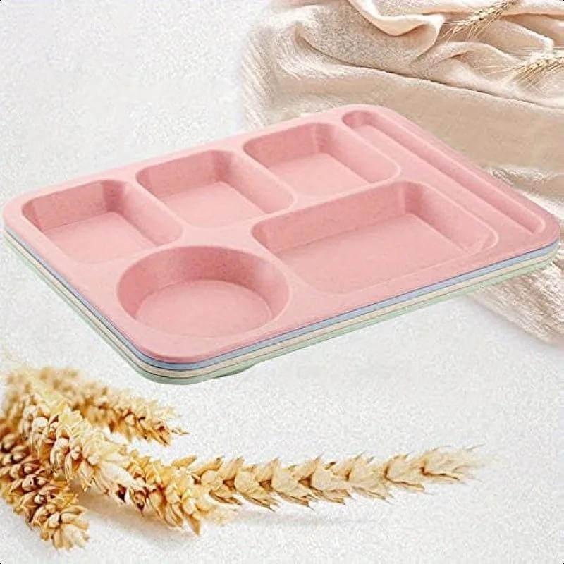 1 Plastic Dinner Plate Made of Wheat Straw, School Lunch Tray Suitable for Adults, Microwave and Dishwasher Safe