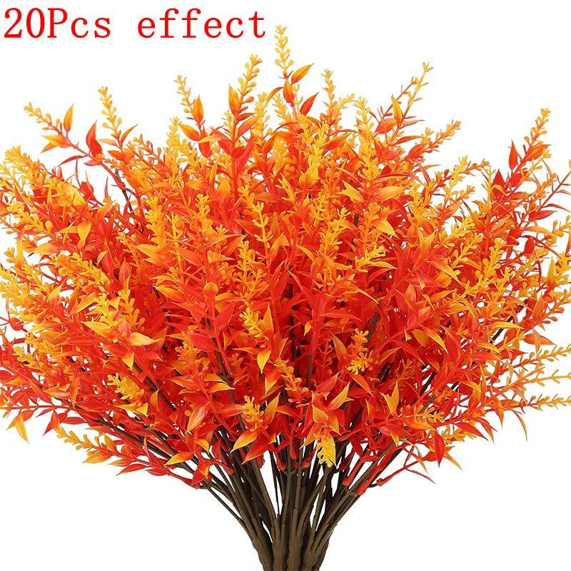

1/3/5/10/20Bunch Artificial Flower Plastic Lavender Autumn Fake Plant Home Table Outdoor Garden Wedding Decoration Thanksgiving 1Pcs оранжевый