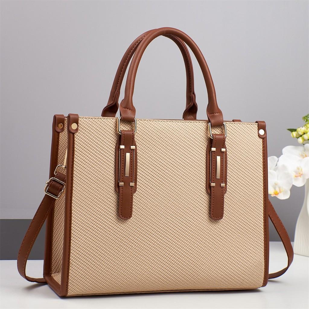 Vintage Retro Pu Leather Womens Casual Tote Bag With Zipper For Daily Use